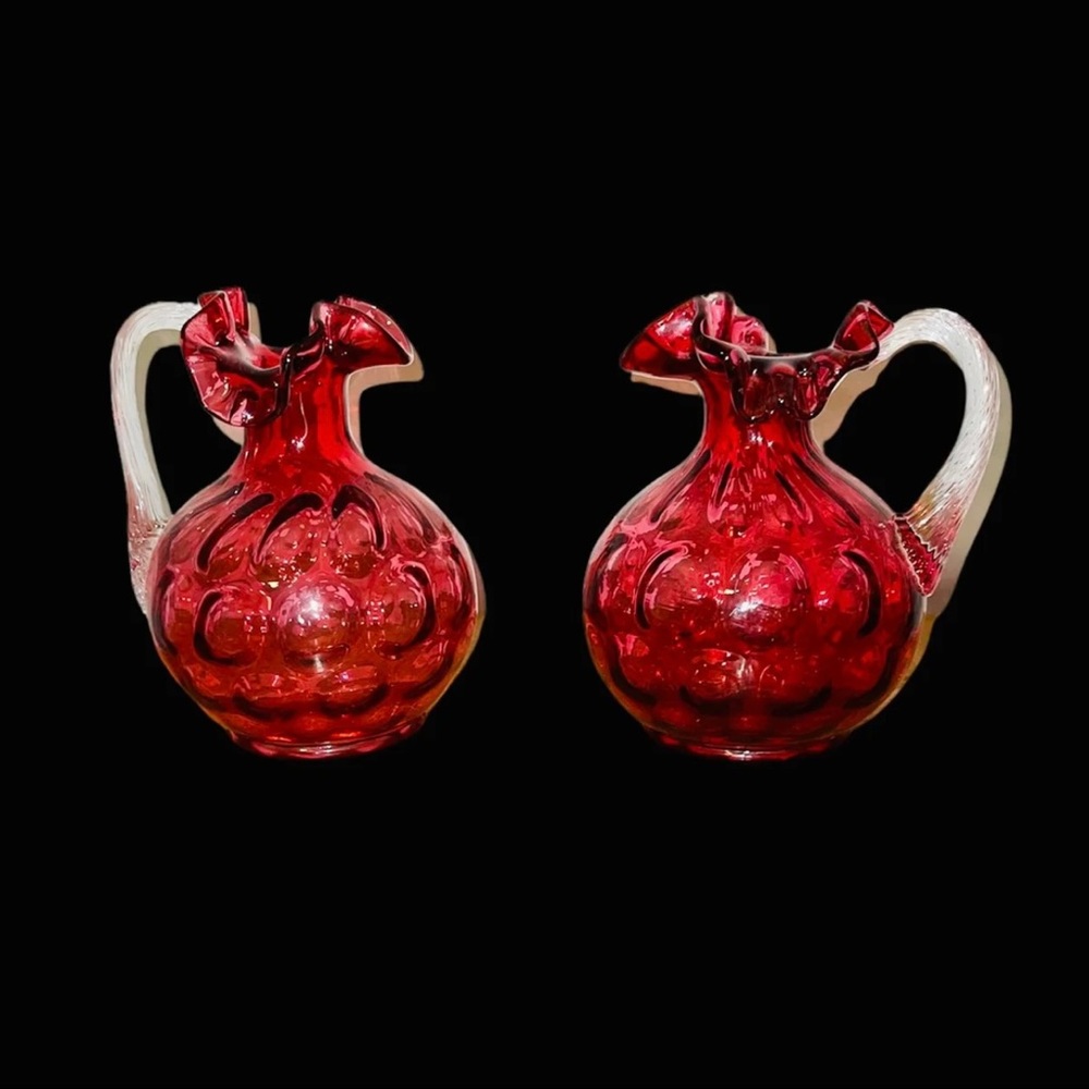 FENTON CRANBERRY GLASS Pitchers set of 2